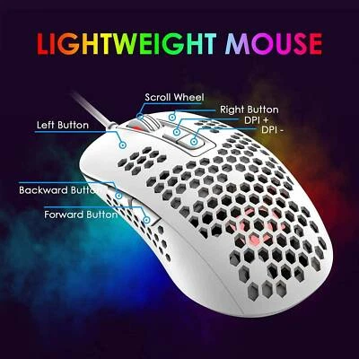 USB Wired Gaming Mouse 2400DPI Adjustable Honeycomb Shell Mice Laptop PC PS4 #1 - Image 1 of 4