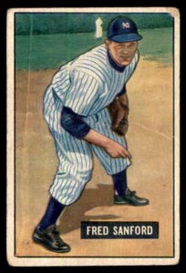 1951 BOWMAN FRED SANFORD NEW YORK YANKEES #145  GD X1255