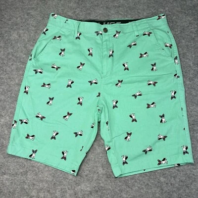 Plugg Clothing Shorts Men's Size 34 Flat Front Flex Waist French Bulldog Design - Image 1 of 4