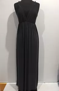 Designer Vintage Retro Style Gypsy Hippie Long Maxi Grey Stretch Dress One Size - Picture 1 of 9