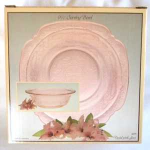 Indiana Glass Pink Recollection 9.5" Serving Bowl Madrid Pattern Original Box - Picture 1 of 11