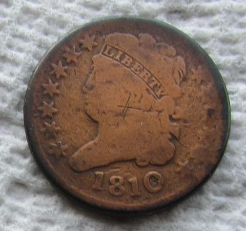 1810 1/2C Classic Head Half Cent Rare Key  Date Full Date Cleaned Scratched Cover