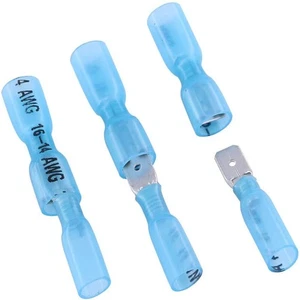 Heat Shrink Wire Connectors Terminals 16-14AWG Blue Waterproof Spade Female/Male - Picture 1 of 19