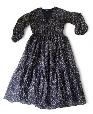 Vestido midi floral Madewell con cintura atada en Harvest Vine talla XXS manga larga Foto 1 de 4