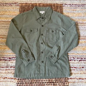 Wallace & Barnes J. CREW Button Down Canvas Work Shirt Green Men's Medium M - Picture 1 of 3