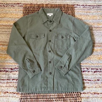 Wallace & Barnes J. CREW Button Down Canvas Work Shirt Green Men's Medium M - Image 1 of 3