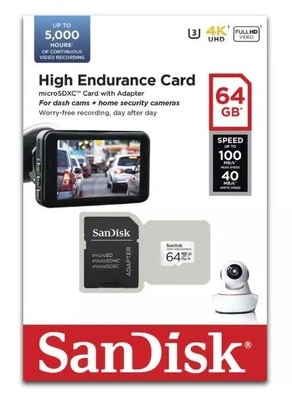 SanDisk High Endurance 100MBs MicroSD Memory Card - 64GB - Image 1 of 4