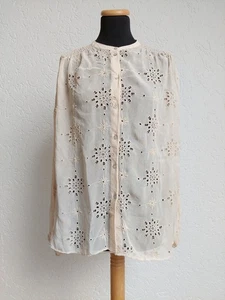 Beige rosa Lochmuster Bluse von Zara, Gr. M - Bild 1 von 6