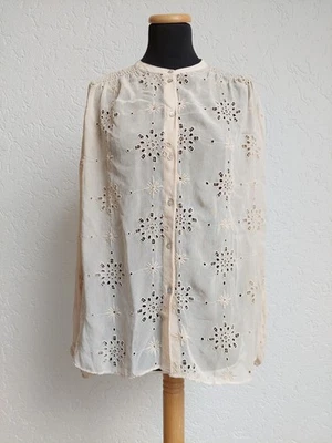 Beige rosa Lochmuster Bluse von Zara, Gr. M - Bild 1 von 4