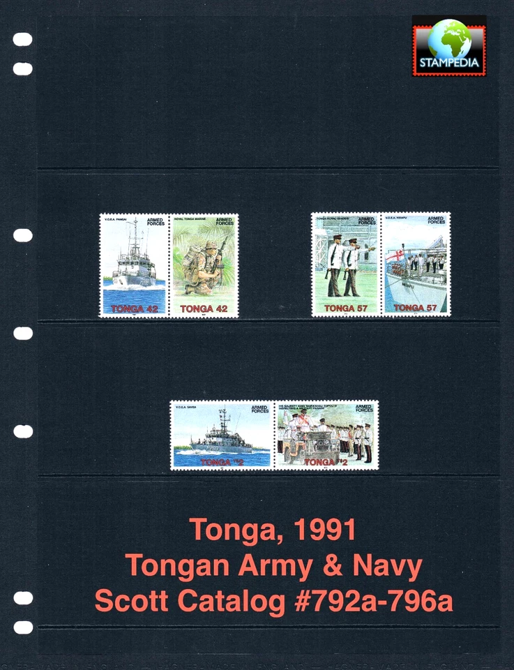 $17.00 Scott Value - 1991 TONGA Country's Navy & Army Pacific CV MNH NH UMM - Image 1 of 4