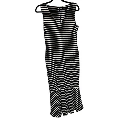 Banana Republic платье синяя полоса понте вязаный без рукавов трепетать низ размер 6 - Изображение 1 из 4