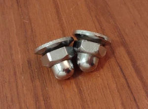 Vintage Raleigh Bike Cycling Front Hub Axle Chrome Steel Nuts 1x Pair - Picture 1 of 3