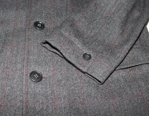 Vintage 50s Herringbone Wool Tweed Overcoat Men's Small 38 Dark Gray with red - Picture 1 of 5