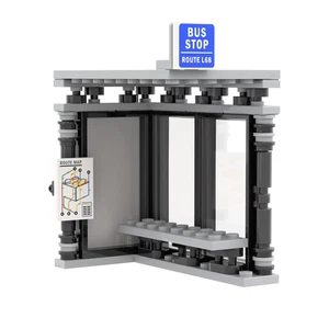Bus Stop - Minifig Scale - Brick City - Custom Printed Building Set - Picture 1 of 3