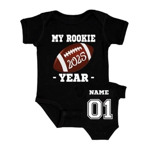 My Rookie Year First Birthday Football baby bodysuit Personalized 15+ colors - Picture 1 of 5
