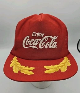 Vintage Coca Cola Gold Leaf Mesh Trucker Snapback Hat - MADE IN USA - Picture 1 of 9