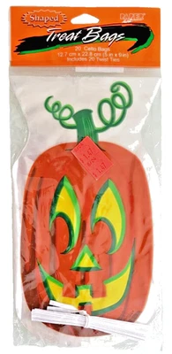 Bolsas de plástico y corbatas giratorias vintage de calabaza Halloween 20 unidades NUEVO Foto 1 de 2