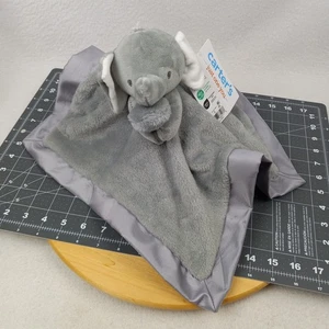NWT Carters Gray Elephant Plush Baby Blanket Toy Satin Trim Back Lovey Brand New - Picture 1 of 10