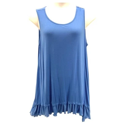 LOGO by Lori Goldstein 女士束腰外衣尺寸 2x 荷叶边波西米亚时尚柔软舒适 — 第 1/4 张图片