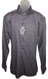 Camicia Visconti stampa medaglione manica lunga XL elasticizzata blu navy geometrica nuova con etichetta - Foto 1 di 10