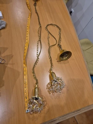 2 hochwertige Messing Leuchten auf lange Kette ca 100cm Lang, Wie neu,für E14  - Bild 1 von 4