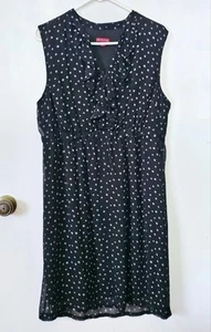 Abito Merona a pois XL, volant Y2K, manica corta midi, Rockabilly tuffo - Foto 1 di 5