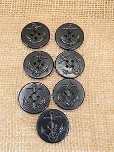 7 botones de anclaje negros de abrigo de guisante originales de la Marina de los Estados Unidos de la Segunda Guerra Mundial de 1,25" baquelita - Imagen 1 de 9