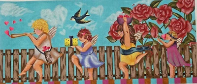 Ashley Dillon Davis Stitch Painted Needlepoint Canvas Valentine March - Image 1 of 4