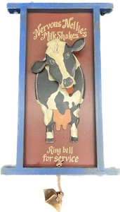 VTG Hand Made Wooden COW Ring Bell For Service Sign - Picture 1 of 4