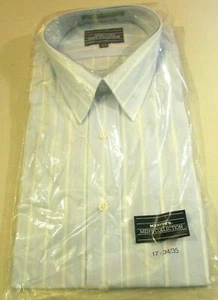 VINTAGE MERVYNS MENS 17 32/33 Long Sleeve Shirt NWT BLUE STRIPE Dress Casual - Picture 1 of 2