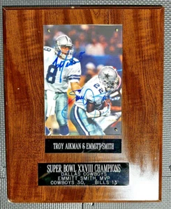 Signed Troy Aikman and Emmitt Smith Plaque Super Bowl XXVIII 1109/5000 RARE - Picture 1 of 7