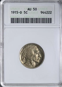 1915-D Buffalo Nickel ANACS AU50 Beautiful Patina! Old Soap Box Holder GACCM - Picture 1 of 3