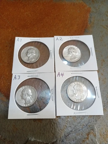 1964-D 25C (90% Silver) Washington Quarter *Set of Four* Ungraded - VERY FINE!!! Cover