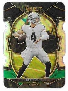 Derek Carr 2022 Panini Select Black and Green Prizm Die-Cut #19 Parallel Raiders