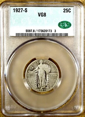 1927-S CACG VG08 Standing Liberty Quarter - Better Date - Image 1 of 2