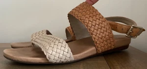 Frankie 4 womens Betty sandals leather brown woven strap comfort 10 open toe - Picture 1 of 14