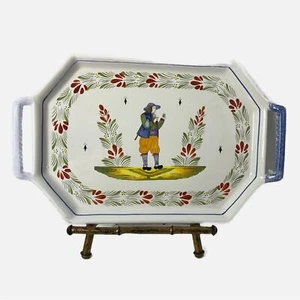 Vintage Henriot Quimper France Ceramic Serving Platter Signed Floral - Picture 1 of 6