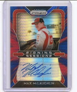 Panini Prizm Max McLaughlin 2020 sesiones de firma rojo azul Hyper Prizm automático/30 - Imagen 1 de 2