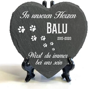 Herz Tiergrabstein Grabstein Gedenktafel Schiefer Stein Gedenkplatte Katze 2023 - Bild 1 von 20