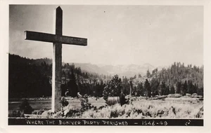 10093 RPPC Postcard: Donner Party Memorial on U.S. 40, Lincoln Highway, Calif. - Picture 1 of 2