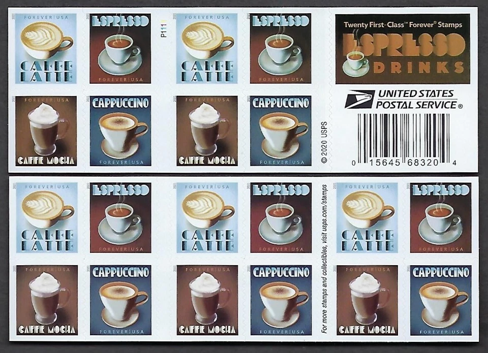 5569-72 MNH Booklet of 20 Forever First Class Stamps - Espresso Drinks - Image 1 of 1