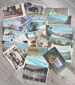 92 US Postcards Lot Vintage Beach Buildings Baseball Animals Towns - Picture 1 of 3