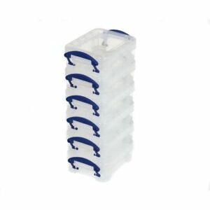 0.7 Litre Really Useful Box, Pack of 6, Small Plastic Storage, Clear,
