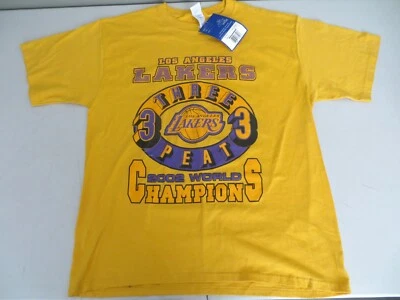 NWT FOTL VINTAGE 2002 LOS ANGLES LAKERS 3 PEAT PLAYOFF SHIRT LARGE SHAQ - Image 1 of 4