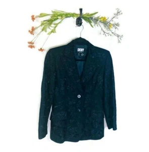 DKNY | Floral Blazer Black Petites Size 4 P4 EUC - Picture 1 of 5