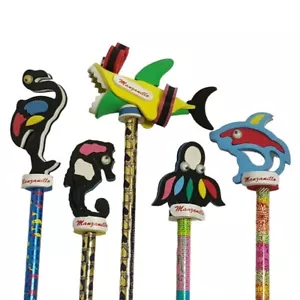 5 Vintage Pencil Toppers Manzanillo Mexico Souvenir Foam Sea Animals - Picture 1 of 4
