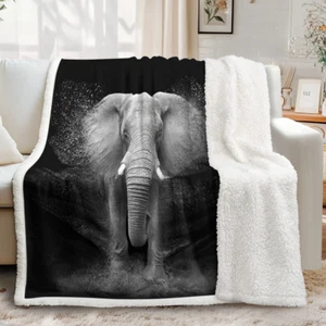 Elefant Fleece Sherpa Decke für Couch Bett Kinder Überwurf Decke Geschenk 50" x 60" - Bild 1 von 7