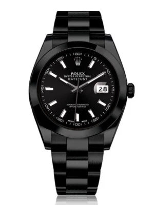 劳力士 41 毫米 Datejust 黑色 PVD/DLC 涂层牡蛎表带黑色表盘手表 — 第 1/4 张图片