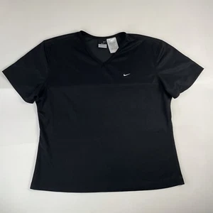 Vintage Nike Shirt Large 12-14 Black Youth Girls Dri-Fit Swoosh Short Sleeve Tee - Picture 1 of 9
