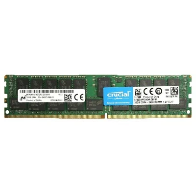 Crucial 128GB (4X32GB) DDR4 2400MHz PC4-19200 ECC Registered Server RDIMM Memory - Image 1 of 4
